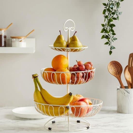 Fruktfat - 3-vånings fruktkorg - Vit