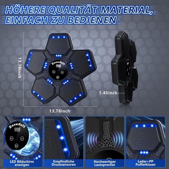 Boxningsmaskin, smart Bluetooth väggmonterad med LED-lampor