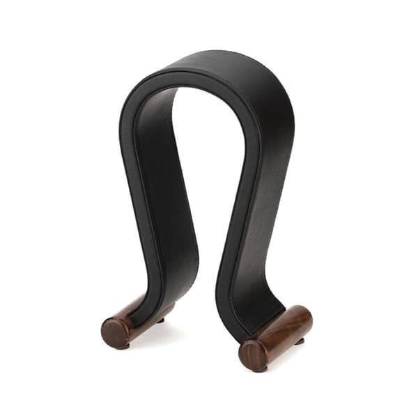 U-formet hovedtelefonstativ i læder, skrivebordsstativ, displaystativ til computer gaming headset, sort.