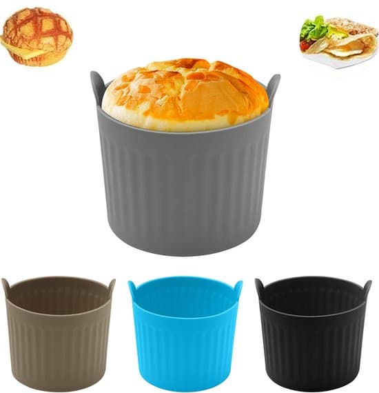 4-delad 6 cm luftfritös/ugnssäker non-stick silikonkakformssats