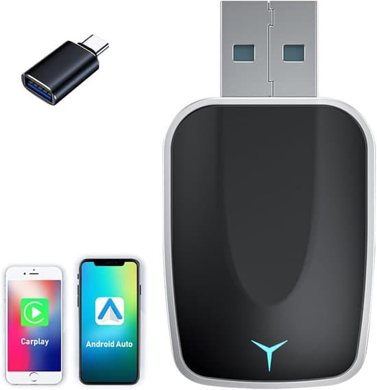 Langaton CarPlay & Android Auto -sovitin 2-in-1 - Plug & Play lisää mukavuutta