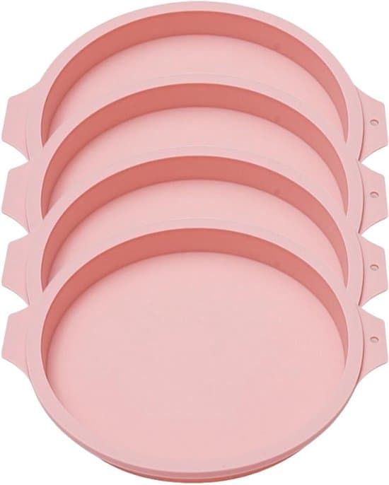Silikonkakformset (4 delar), 20 cm i diameter, rosa
