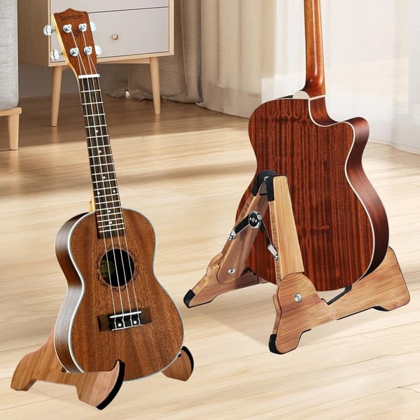 Gitarrställ, Instrumentställ, Mattställ, Akustiskt Gitarrställ, Tillbehör för Akustisk, Elektrisk & Bas (Brun)
