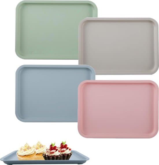 Brickor - set om 4 - rektangulära - halkfria - 25 x 18 x 1,5 cm - diskmaskinssäkra