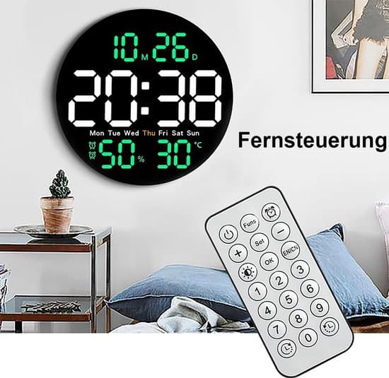 Digital LED Vægur - 10cm - Sort