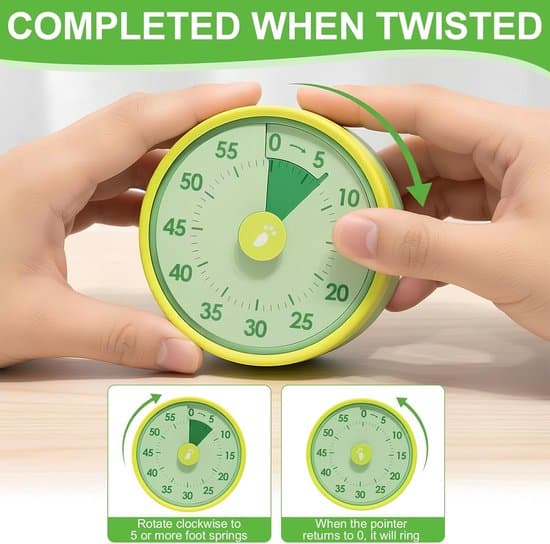 Barnvänlig visuell timer - Mekanisk timer - Magnetisk 60-minuters timer - För kök, klassrum och kontor