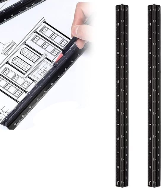 2-pack 15 cm triangulär skalstock i aluminium (1:20-1:150) - Svart