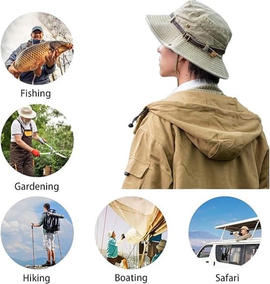 Sammenfoldelig solhat til mænd - lys khaki - one size fits all