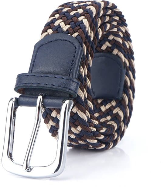 Bälte - Elastiskt midjeband - Unisex vävt elastiskt midjeband - Bredd 3,4 cm - Längd 125 cm - Kaffe och mörkblå