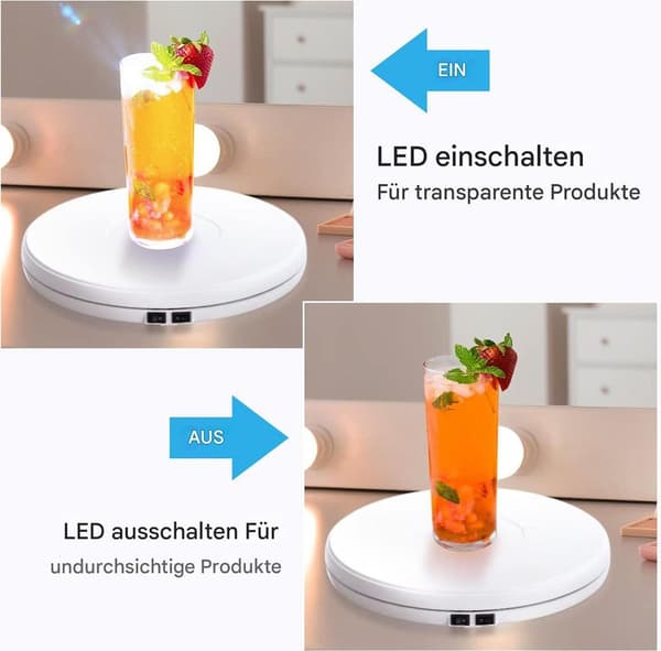 10-tommer LED roterende displaystander, 360° rotation, 20 kg bæreevne