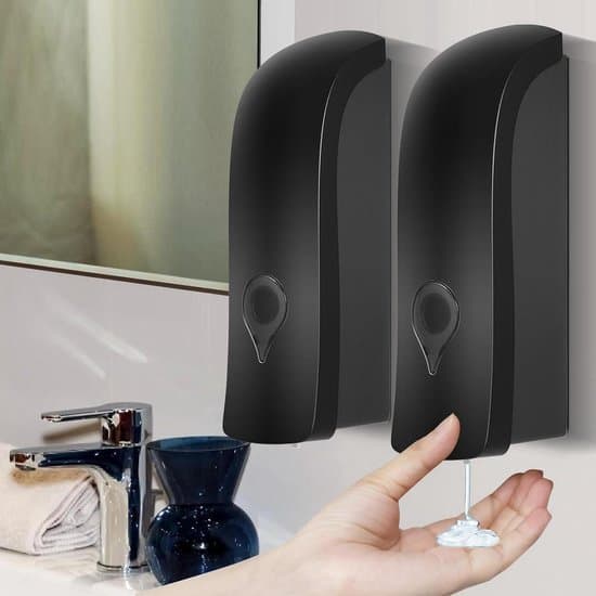Väggmonterad tvåldispenser - väggmontering - 2 stycken - svart - 300 ml