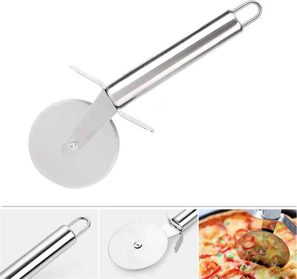 2-delt pizzakniv og spatelsæt i rustfrit stål