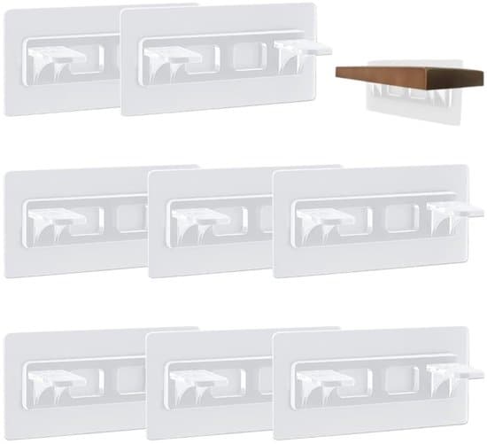 Självhäftande hyllkonsoler - Transparent - 8-pack