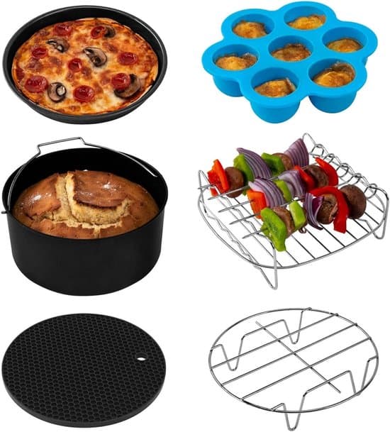 Airfryer tilbehørssæt til alle mærker, 6-delt bage- og ristsæt