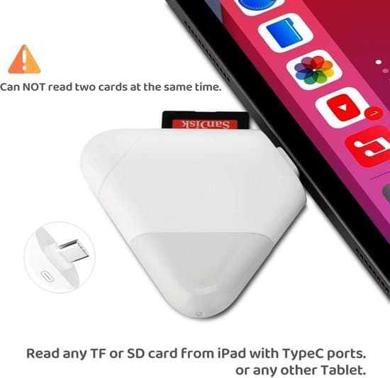 3-i-1 SD-kortläsare – För iPhone/iPad, USB C/USB A, åtelkamera, Windows/Mac/Linux/Android
