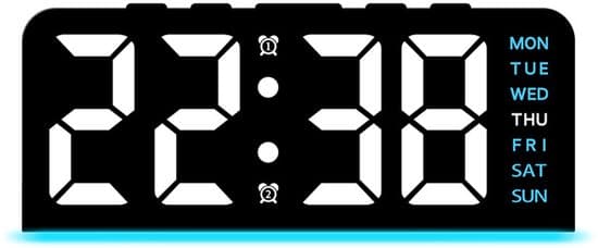 Digital skrivbordsklocka med LED-belysning – Dubbla alarm – Dimmerfunktion – USB/batteridriven