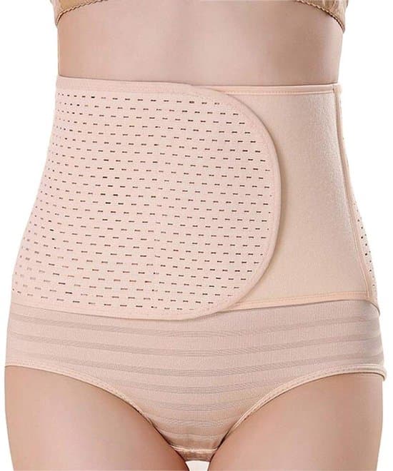 Støttebælte til barsel efter fødsel - Støtte efter fødsel - Åndbart og elastisk - Justerbart (L-Beige)