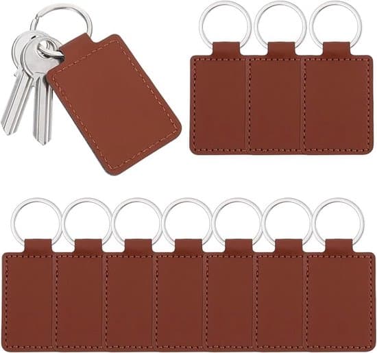 Nyckelring -PU-läder -Nyckelbricka -Tom -Graverbar -DIY -Rektangulär -Present -10 stycken -Brun
