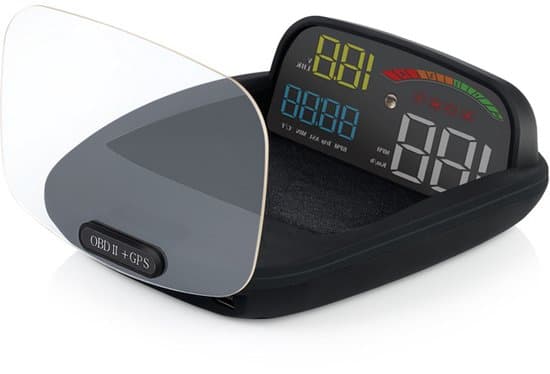 Head-up Display (HUD) til køretøjer, ABS, PC, stor skærm, egnet til OBD- og GPS-dobbeltsystemer