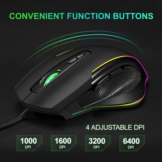 Gamingmus - Ergonomisk - 6400 DPI - Svart