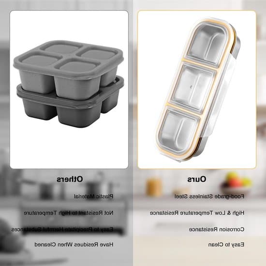 Madkasse i rustfrit stål med rum / Bento-tallerken til børn og måltidsforberedelse