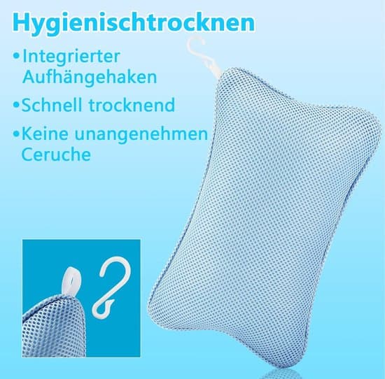 Ergonomisk badepude - ideel til afslapning af nakken - blå