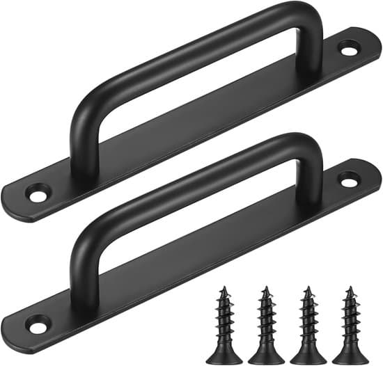 2-delt skydedørshåndtagssæt med rustfri stålpanel, velegnet til skabsskydedøre, sort (138mm)