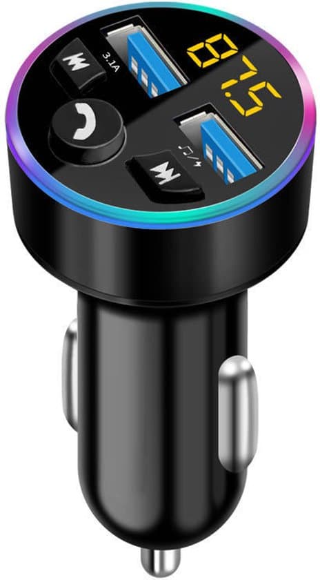 FM-sender bil Bluetooth, bil Bluetooth-adapter, QC3.0 hurtigoplader, dobbelt USB-understøttelse, håndfri installation/USB-flashdrev