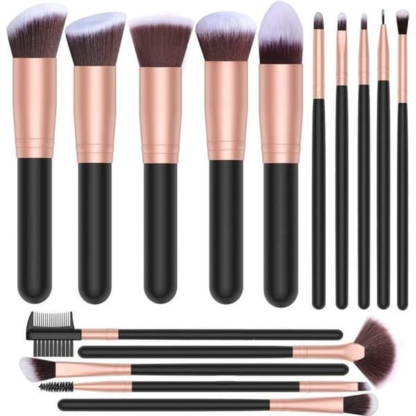 Makeupbørstesæt - Professionelt sæt - Foundationbørste - Makeup taske