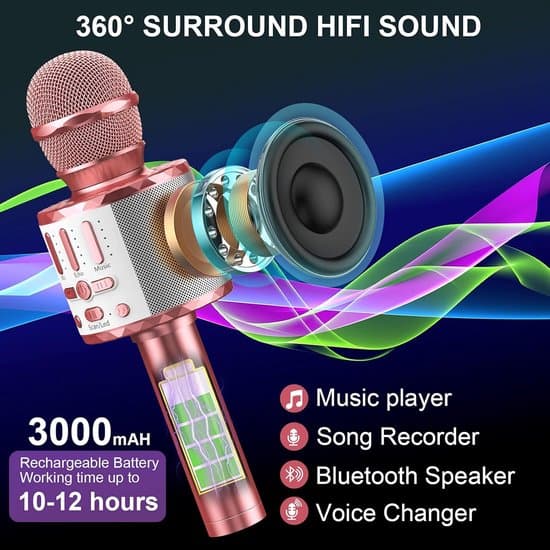 Lasten langaton Bluetooth-karaokemikrofoni LED-valolla, kannettava lelu