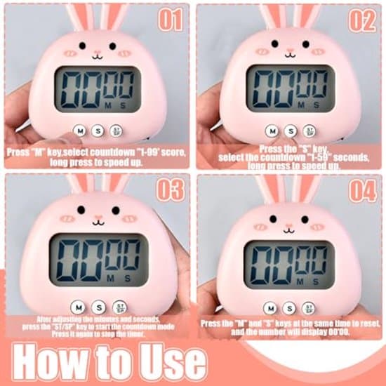 Digital køkkentimer - Magnetisk timer, foldbar, med display - Stopur og køkkentimer til bagning og studier