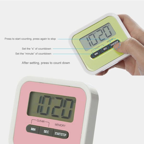 100-minutters digital magnetisk køkken-nedtællingstimer med LCD-display og bagklips (rød)
