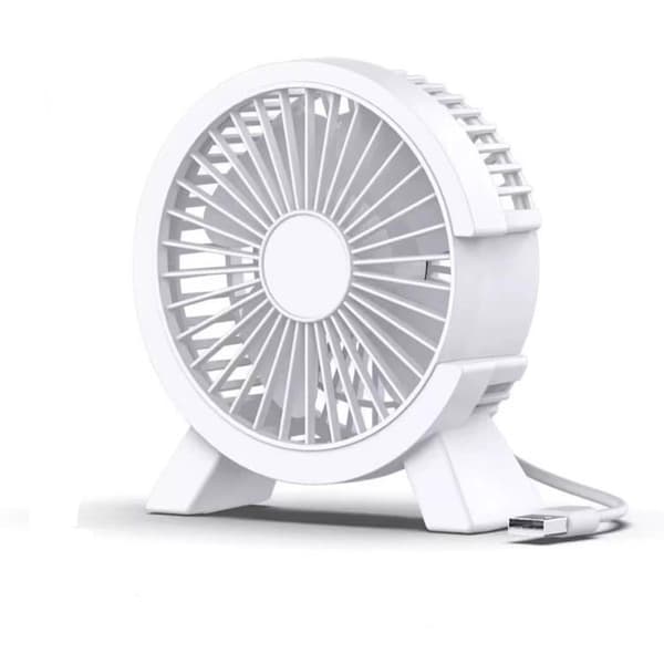 Kompakt 3-trins elektrisk skrivebordsventilator.