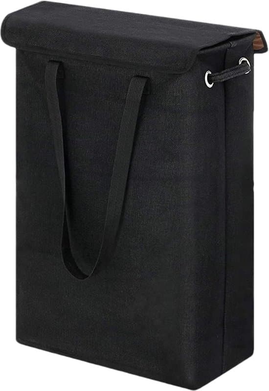 45L Vikbar Smal Tvättkorg, Med Lock, Med Handtag, För Sovrum/Studentrum, Grå