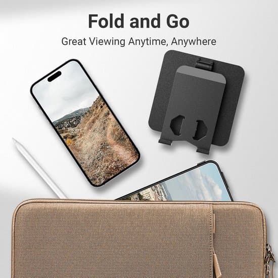 360° Roterbar Sammenfoldelig Desktop Telefon- og Tabletstander - Sort