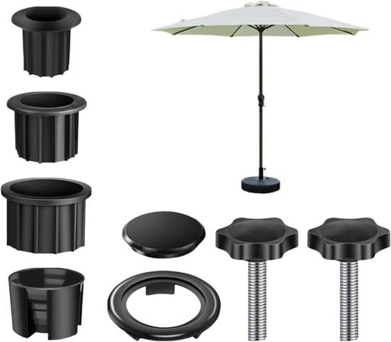 Parasolbaseadaptersæt - 32/38/48 mm - Sort