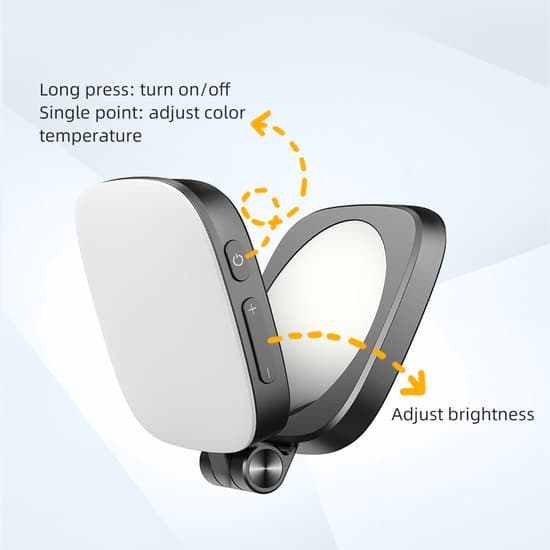 Magnetisk Selfie-lys, LED Ringlys, foldbart, med spejl, makeup videokonferencer, sort