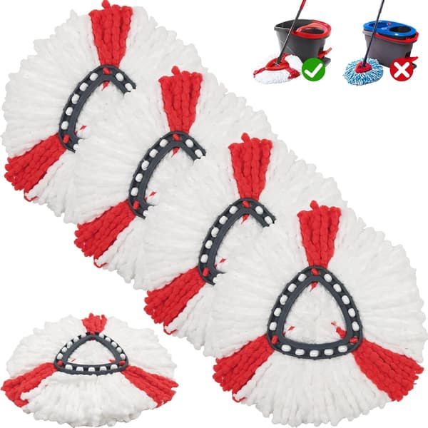 5-pak udskiftningsmoppehoveder til Vileda Turbo moppe - mikrofiber moppehoveder, maskinvaskbare.