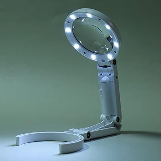 USB Uppladdningsbart Vikbart Förstoringsglas med 8 LED (5x/11x)