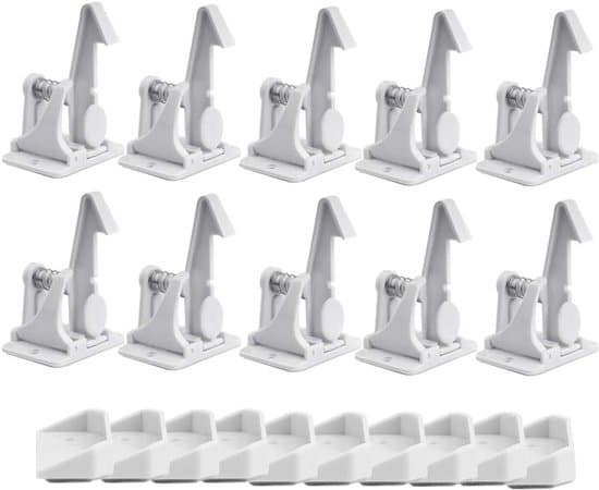 10-pack självhäftande barnskåp/lådsäkerhetslås - vit