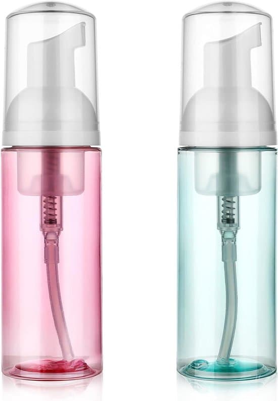 2-pack mini skummande handdesinfektionsflaskor, påfyllningsbara resestorlekar med pump
