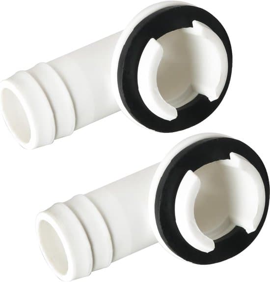 2x 20 mm AC-drænslangeforbindere, m/prop og albue, til vindues-/mini-split-/Frigidaire AC.