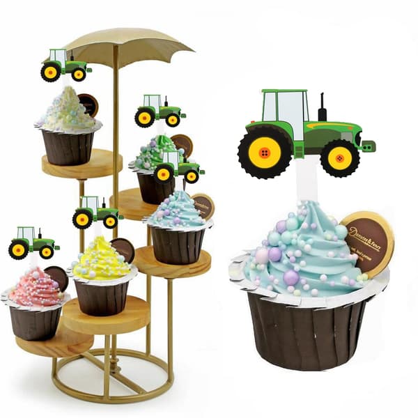 Cupcake-dekorationssæt, 56 traktorformede cupcake-dekorationer, farverige