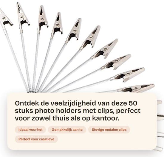 - Fotoholdere 50 Stykker - Metalclips - Memoholder