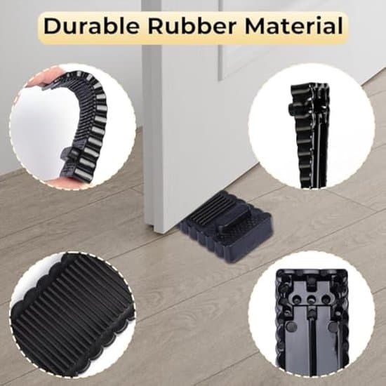 Dørstoppere (4-pak) -Sort -Fleksibel -Dør bufferpuder -Selvklæbende -9*4*1.4cm -Gummi