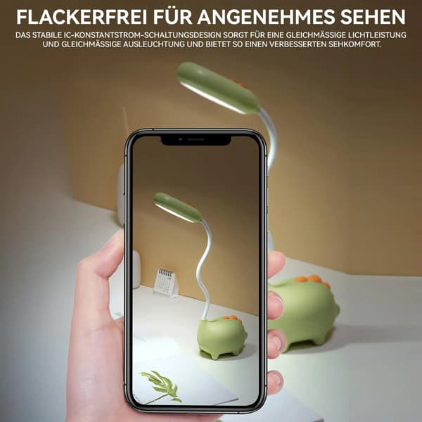 Genopladelig børnebordslampe, dæmpbar, clip-on læselampe, USB-interface, sengelampe, grøn