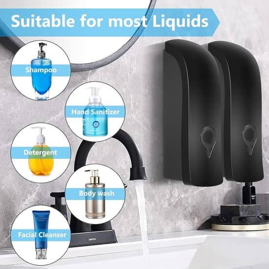 Vægmonteret sæbedispenser - vægmontering - 2 stk. - sort - 300 ml
