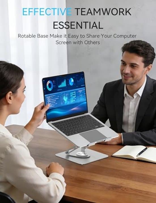 Justerbart laptopstativ med roterande bas - Metall - Silver