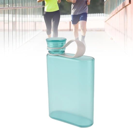 Platt vattenflaska, 380 ml transparent A5 läckagesäker rektangulär flaska, blå