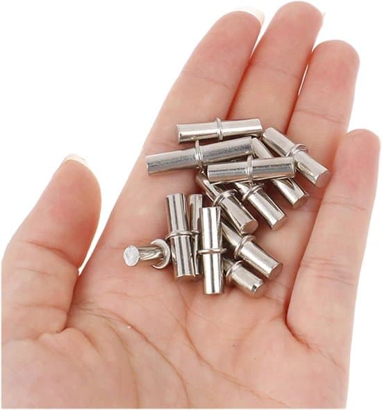 100-pack 5x25 mm silverfärgade möbelskåpshyllstödspinnar